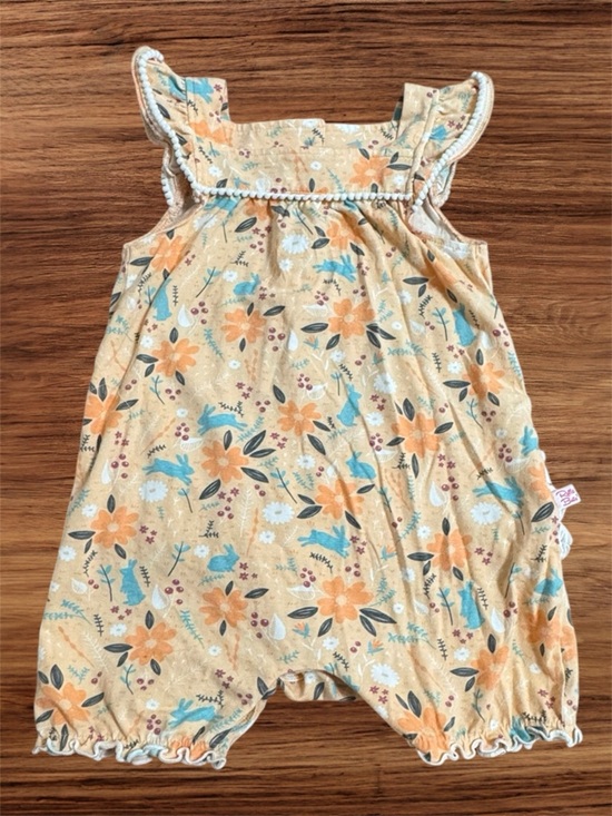 Ruffle Butts Other - Ruffle Butts Floral and Bunny Romper with Blue Accents Size 18/24 Months